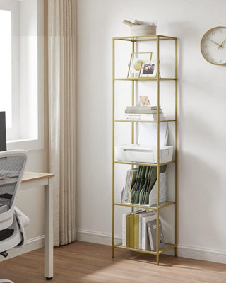 Glass Shelving Unit, 6 Level Book Organizer, Storage Rack, Glass, for ...