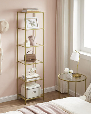 Glass Shelving Unit, 6 Level Book Organizer, Storage Rack, Glass, for ...