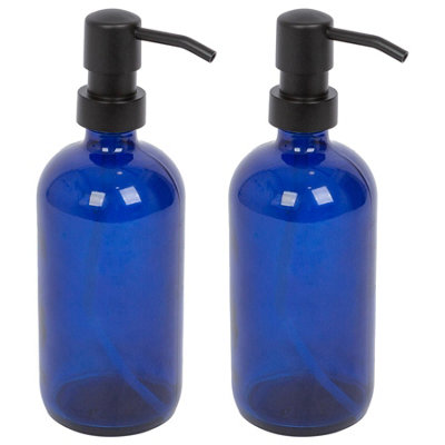 Glass Soap Dispensers - 500ml - Blue - Pack of 2