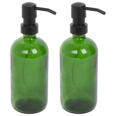 Glass Soap Dispensers - 500ml - Green - Pack of 2