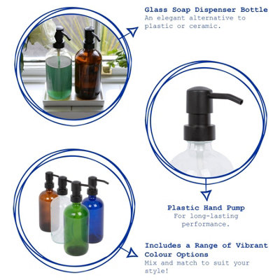 Glass Soap Dispensers - 500ml - Green - Pack of 2