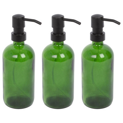 Glass Soap Dispensers - 500ml - Green - Pack of 3
