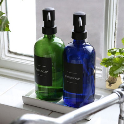 Glass Soap Dispensers - 500ml - Green - Pack of 3 - 7