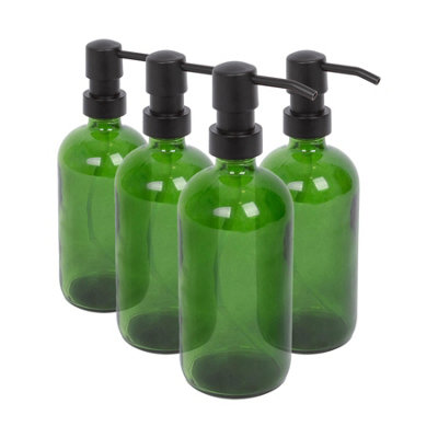 Glass Soap Dispensers - 500ml - Green - Pack of 4