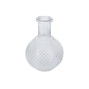 Glass Textured Onion Bottle Bud Vase. Height 15 cm