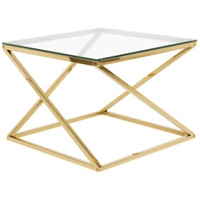 Glass Top Coffee Table Gold BEVERLY