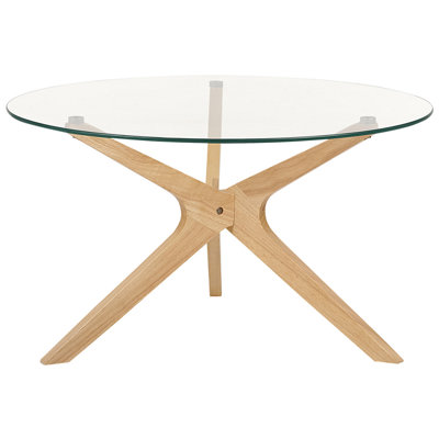 Glass Top Coffee Table Light Wood VALLEY