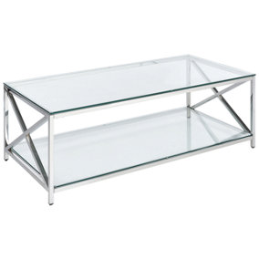 Glass Top Coffee Table Silver AUDET