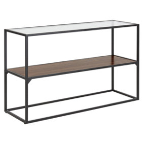 Glass Top Console Table Dark Wood and Black TAOS