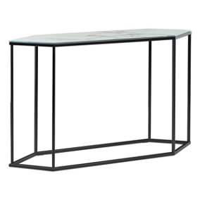 Glass Top Console Table Marble Effect White with Black PERRIN