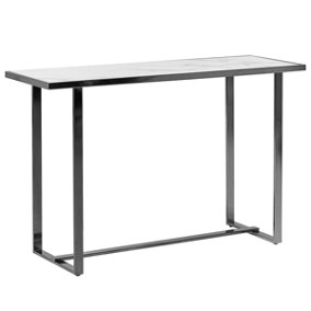 Glass Top Console Table Marble Effect White with Silver PLANO