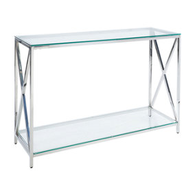 Glass Top Console Table Silver AUDET