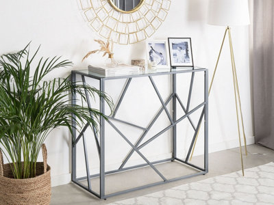 Glass Top Console Table Silver ORLAND