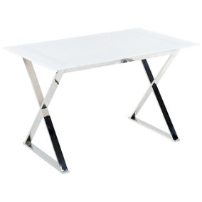 Glass Top Dining Table 120 x 70 cm White and Silver ATTICA