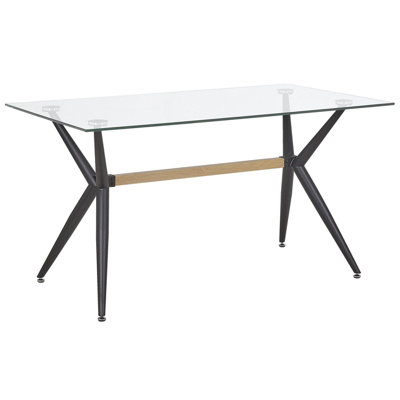 Glass Top Dining Table 140 x 80 cm Black SACRAMENTO