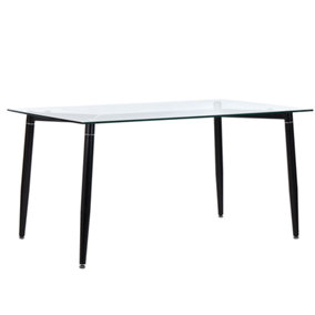 Glass Top Dining Table 150 x 90 cm Black TOTHAM