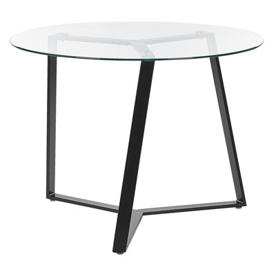 Glass Top Round Dining Table 100 cm Black KEBRI