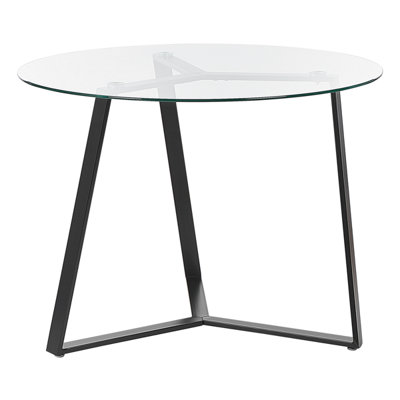 Glass Top Round Dining Table 100 cm Black KEBRI