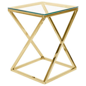 Glass Top Side Table Gold BEVERLY
