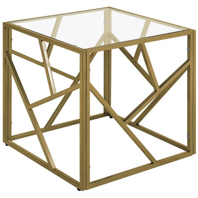 Glass Top Side Table Gold ORLAND