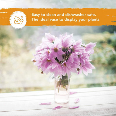 Glass Vase Cylinder Transparent 20cm Clear Tall Flower Vase Home Indoor - 6