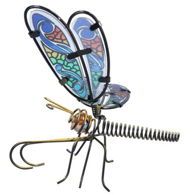 Glass Wing Spring Tail Dragonfly Pot Hanger Home Garden Assorted   Glass Wing Spring Tail Dragonfly Pot Hanger Home Garden Assorted Colours~5056316391436 01c MP