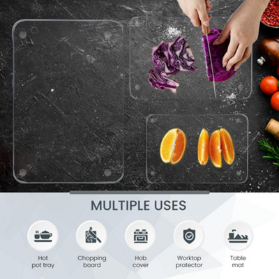 Glass Worktop Saver Kitchen Tempered Glass Chopping Board - Clear ...
