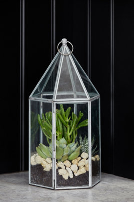 Glasshouse Terrarium Galvanised H36cm W18cm