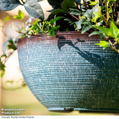 Glazed Effect 35cm Hanging Basket Planter Blue Breeze