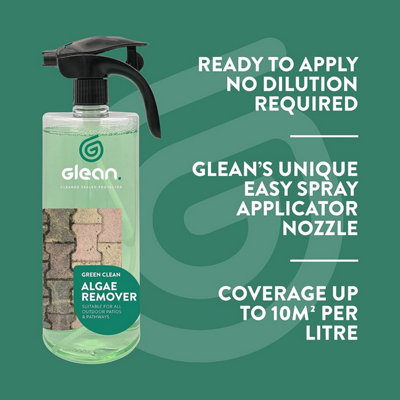 GLEAN Green Clean Spray - ALGAE, LICHEN, MOULD & MOSS REMOVER - Ready To Apply, No Dilution Required
