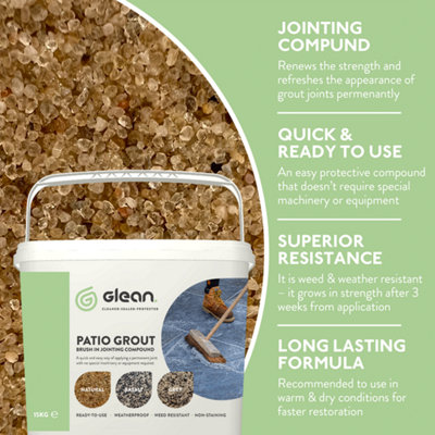 GLEAN Patio Grout - Brush In Jointing Compound - Basalt - 15kg