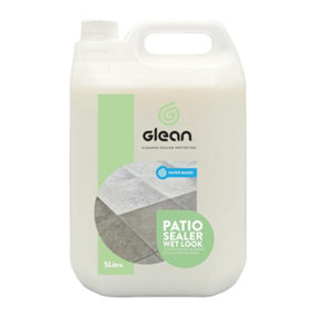 GLEAN Patio Sealer - Wet Look Colour Enhancing - Water Based - Natural & Artificial Stone, Brick, Concrete and Paving - 5 Litre