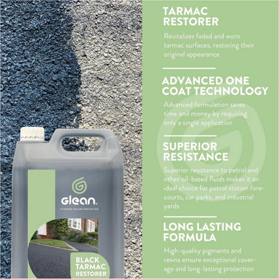 GLEAN Tarmac Restorer - BLACK - One Coat Premium Tarmac Paint - 5 Litre