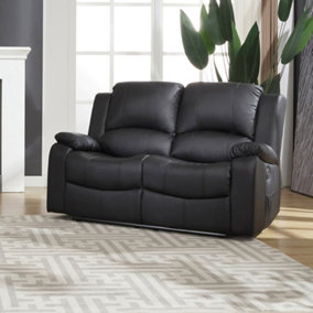 Glendale 150cm Wide 2 Seat Black Bonded Leather Electrically Operated 2 Seat Recliner Sofa