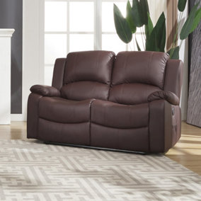 Glendale 150cm Wide 2 Seat Brown Bonded Leather Electrically Operated 2 Seat Recliner Sofa