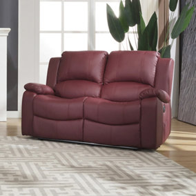 Glendale 150cm Wide 2 Seat Burgundy Bonded Leather Electrically Operated 2 Seat Recliner Sofa
