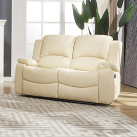 Glendale 150cm Wide 2 Seat Cream Bonded Leather Electrically Operated 2 Seat Recliner Sofa
