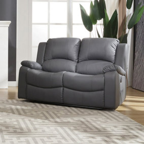 Glendale 150cm Wide 2 Seat Grey Bonded Leather Electrically Operated 2 Seat Recliner Sofa