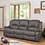 Glendale 201cm Wide Grey Bonded Leather 3 Seat Manually Operated Recliner Sofa