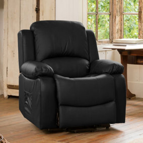 Glendale 92cm Wide Black Bonded Leather Manually Operated Recliner Arm Chair