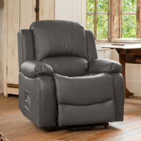Glendale 92cm Wide Grey Bonded Leather Manually Operated Recliner Arm Chair