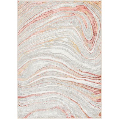 GLENDY Abstract Modern Marble Coral/Beige Area Rug 160 x 213 cm