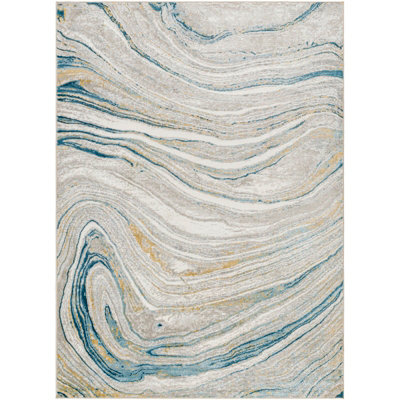 GLENDY Abstract Modern Marble Dark Teal/Beige Area Rug 120 x 170 cm