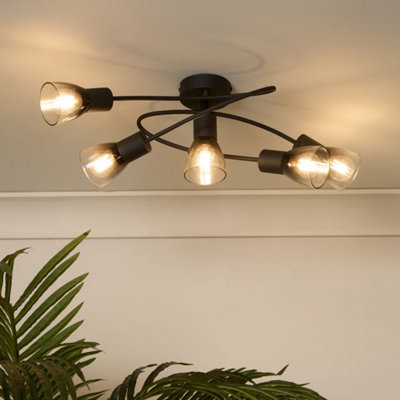 Glenview 5 Light Black Flush Ceiling Light