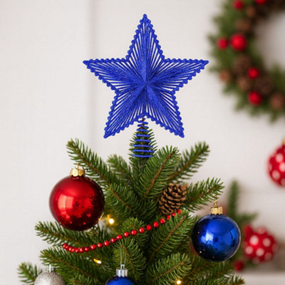Glitter 3D Star Christmas Tree Topper - Blue