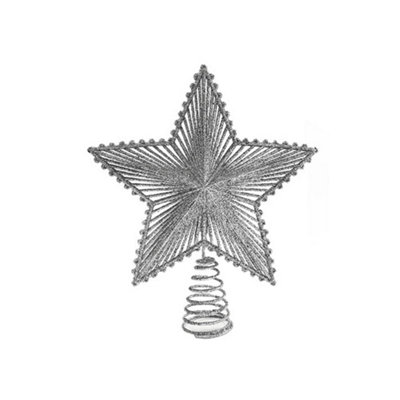 Glitter 3D Star Christmas Tree Topper - Silver