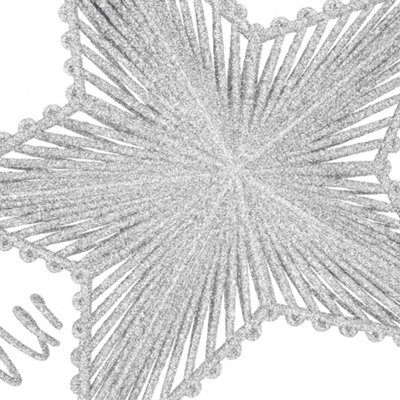 Glitter 3D Star Christmas Tree Topper - Silver
