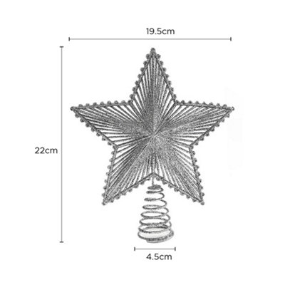 Glitter 3D Star Christmas Tree Topper - Silver