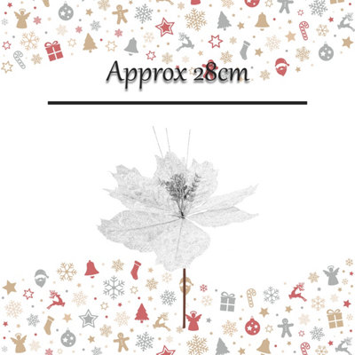 Glitter Flower Picks Christmas Decoration Ornament X 1 28cm White