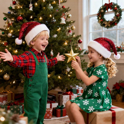 Glitter Red Sequin Santa Hat Christmas Hat for s, Plush Xmas Hats Santa  Claus Hatt Christmas